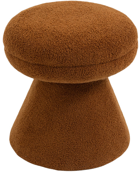 Elara Saddle Faux Shearling Teddy Fabric Upholstered Ottoman, 1 Piece