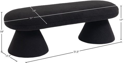 Elara Black Faux Shearling Teddy Fabric Upholstered Bench, 1 Piece