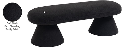 Devin Black Faux Shearling Teddy Fabric Bench Black