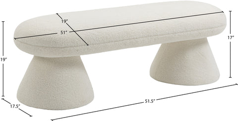 Elara Cream Faux Shearling Teddy Fabric Upholstered Bench, 1 Piece