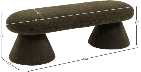 Elara Green Faux Shearling Teddy Fabric Upholstered Bench, 1 Piece