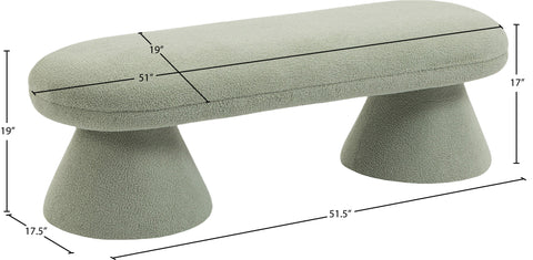 Elara Mint Faux Shearling Teddy Fabric Upholstered Bench, 1 Piece