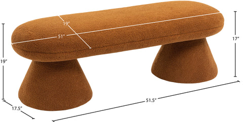 Elara Saddle Faux Shearling Teddy Fabric Upholstered Bench, 1 Piece