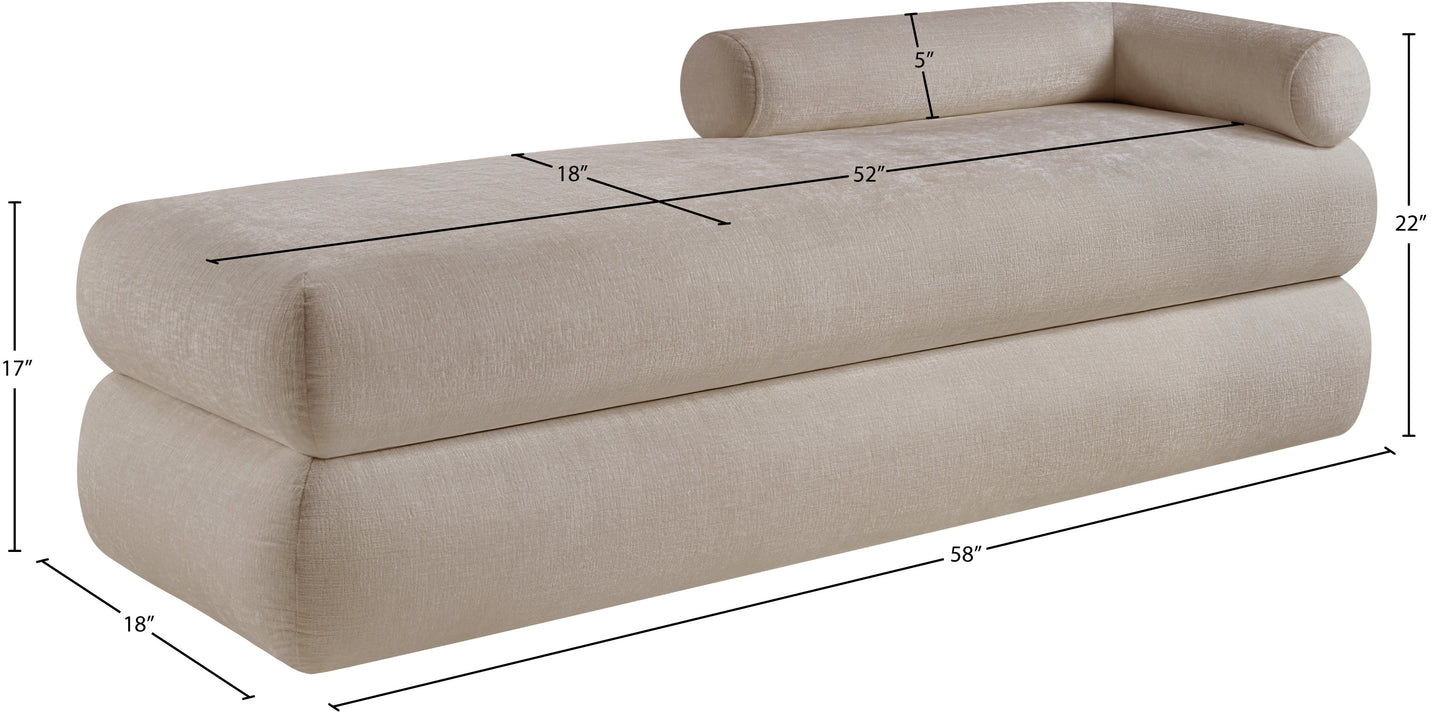 arlo beige chenille fabric bench