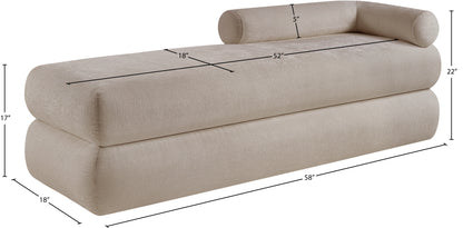 Arlo Beige Chenille Fabric Bench