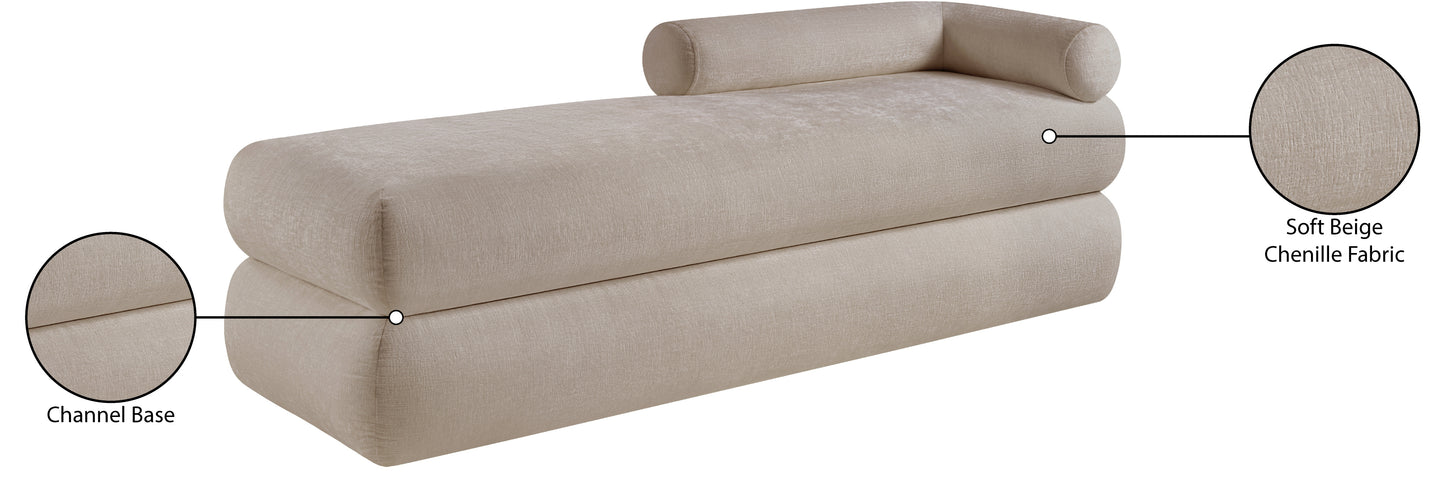 arlo beige chenille fabric bench