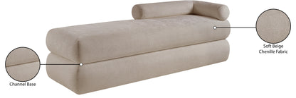 Arlo Beige Chenille Fabric Bench