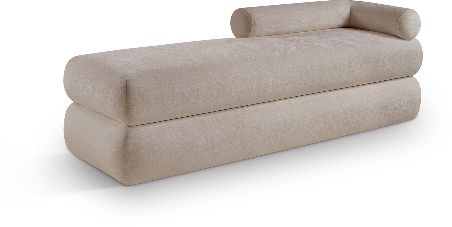 arlo beige chenille fabric bench