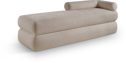 Arlo Beige Chenille Fabric Bench