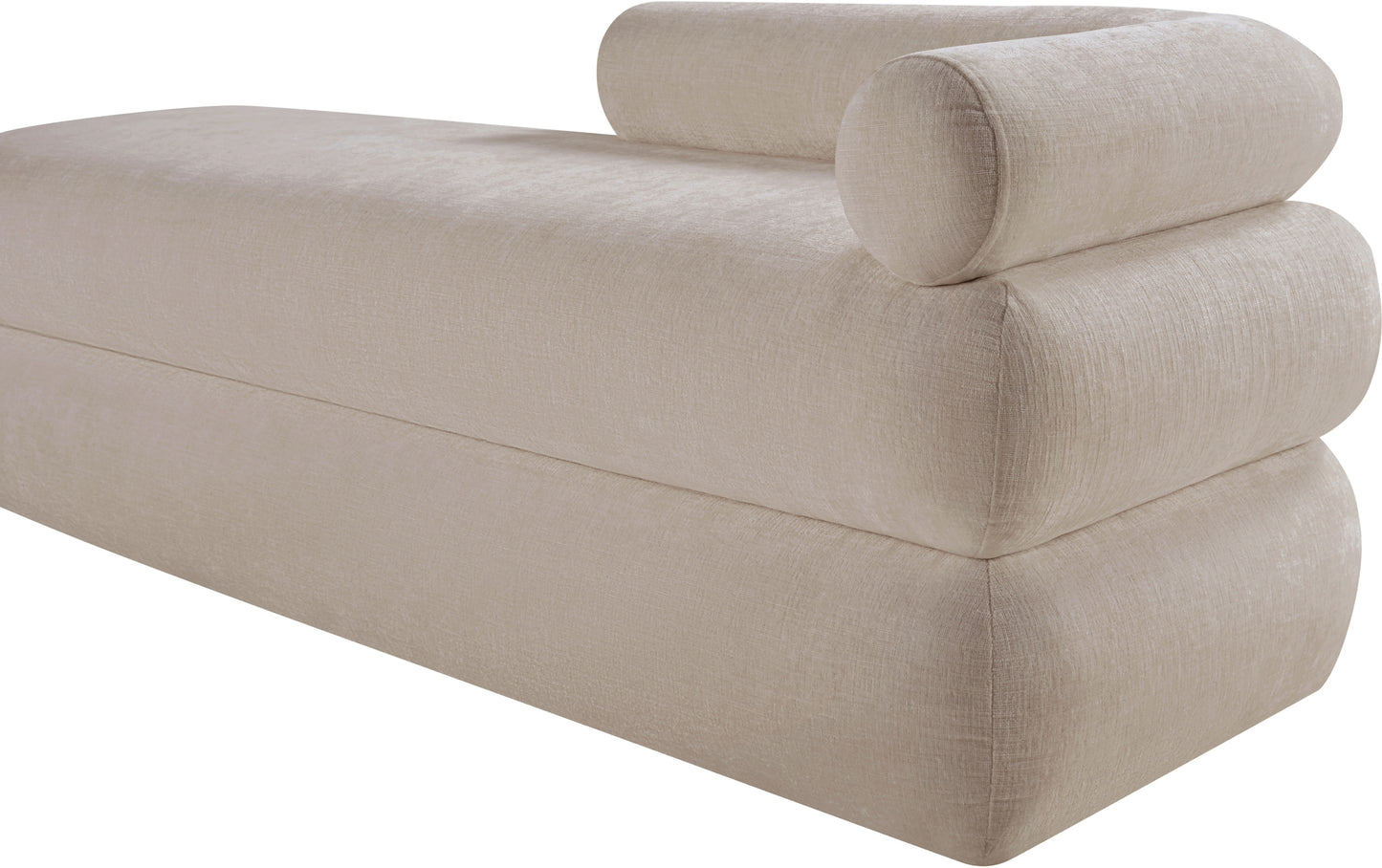 arlo beige chenille fabric bench