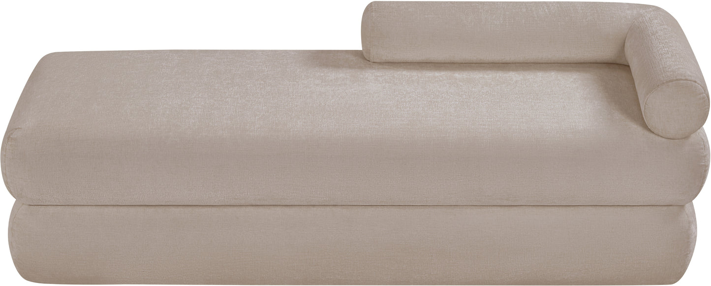 arlo beige chenille fabric bench