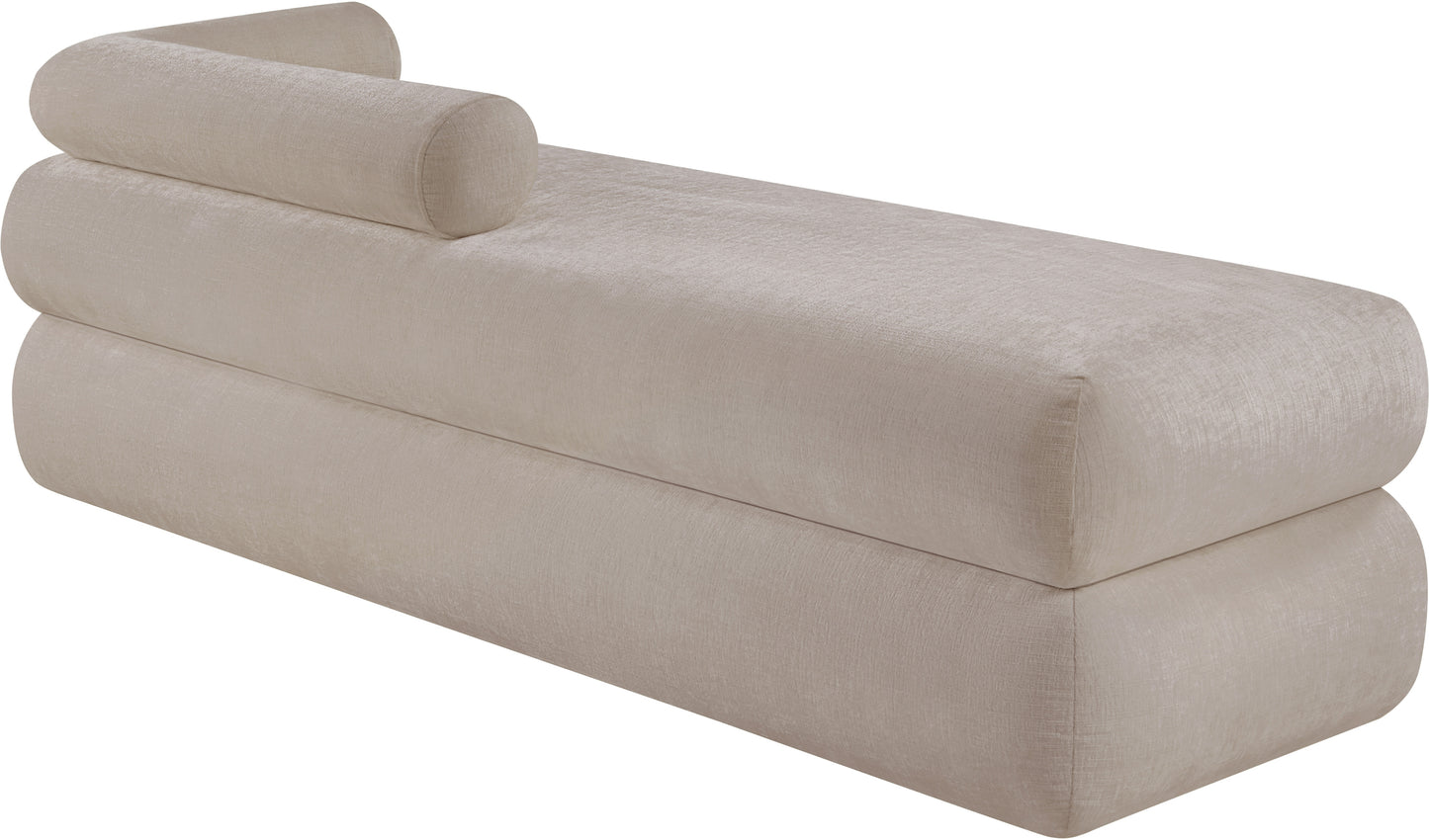 arlo beige chenille fabric bench