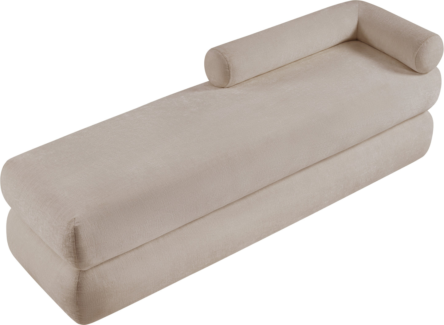 arlo beige chenille fabric bench