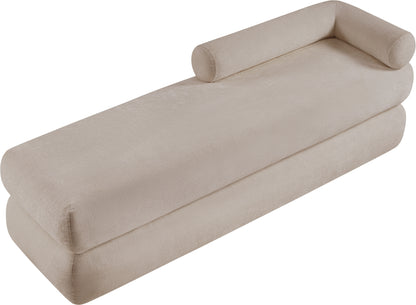 Arlo Beige Chenille Fabric Bench