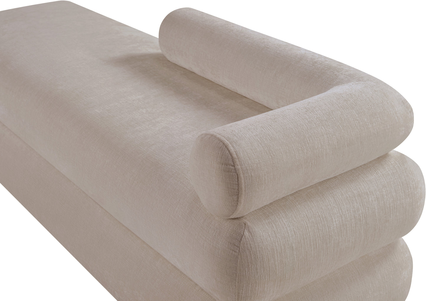 arlo beige chenille fabric bench