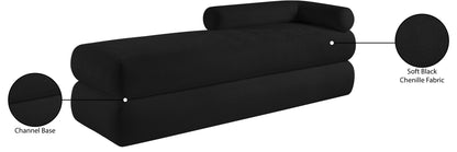 Arlo Black Chenille Fabric Bench