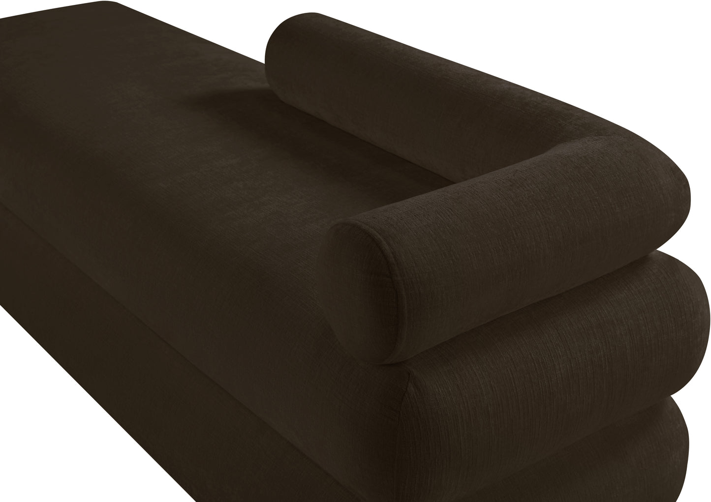 arlo brown chenille fabric bench