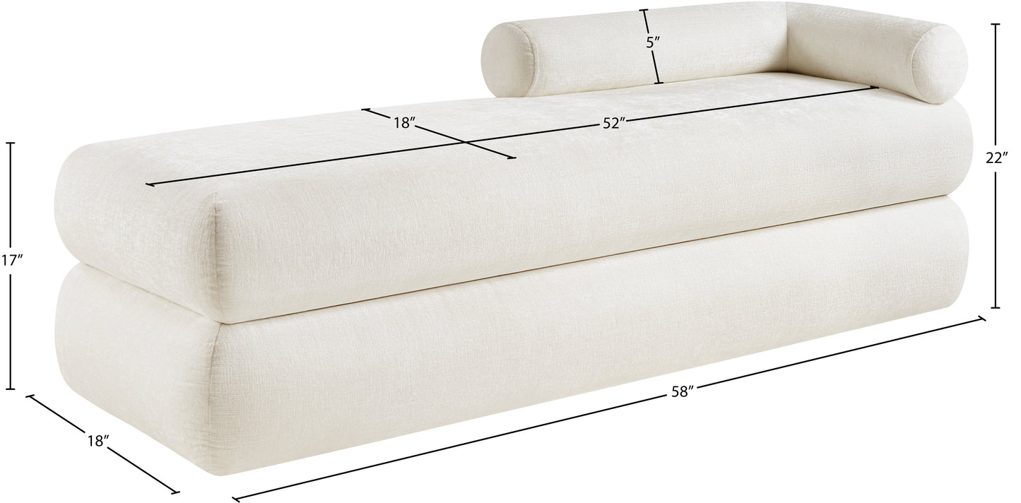 arlo cream chenille fabric bench