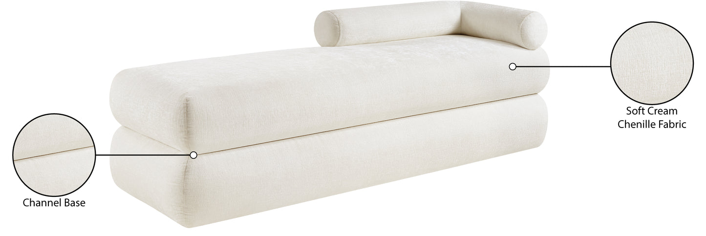 arlo cream chenille fabric bench