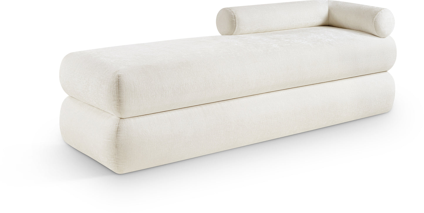 arlo cream chenille fabric bench