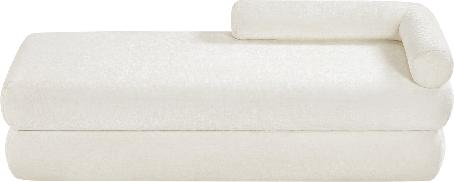 arlo cream chenille fabric bench