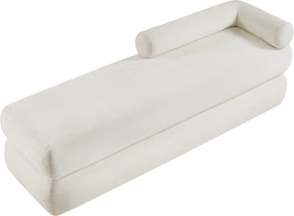 Arlo Cream Chenille Fabric Bench