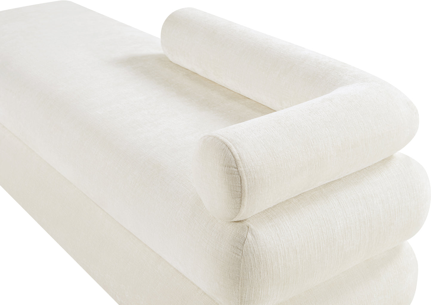 arlo cream chenille fabric bench