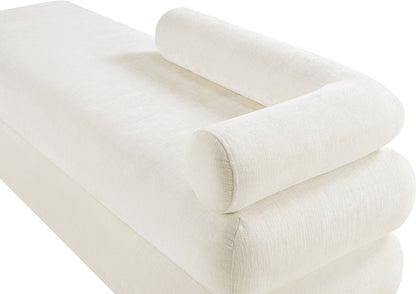 Arlo Cream Chenille Fabric Bench