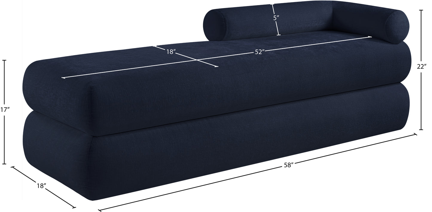 arlo navy chenille fabric bench