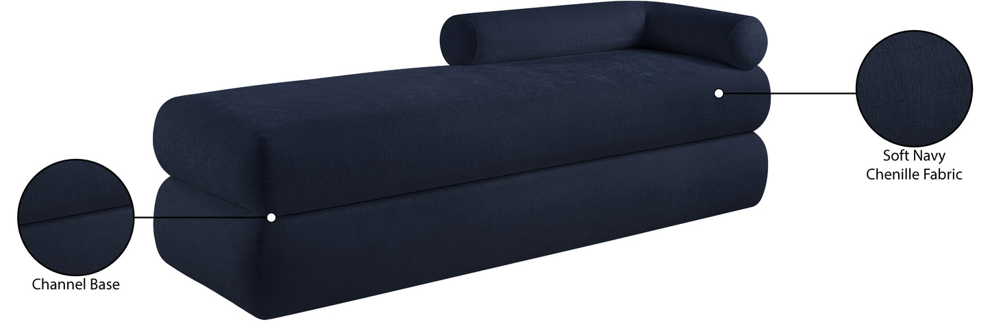 arlo navy chenille fabric bench