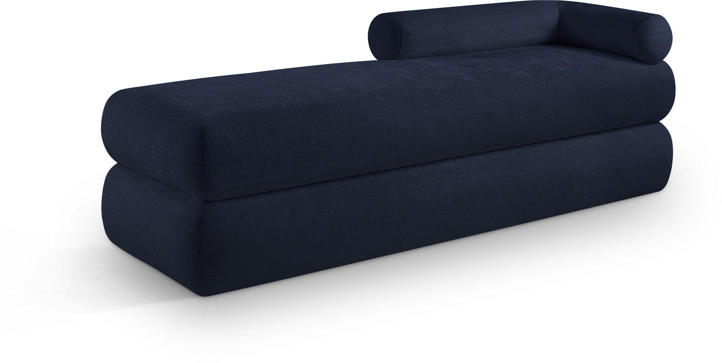 arlo navy chenille fabric bench