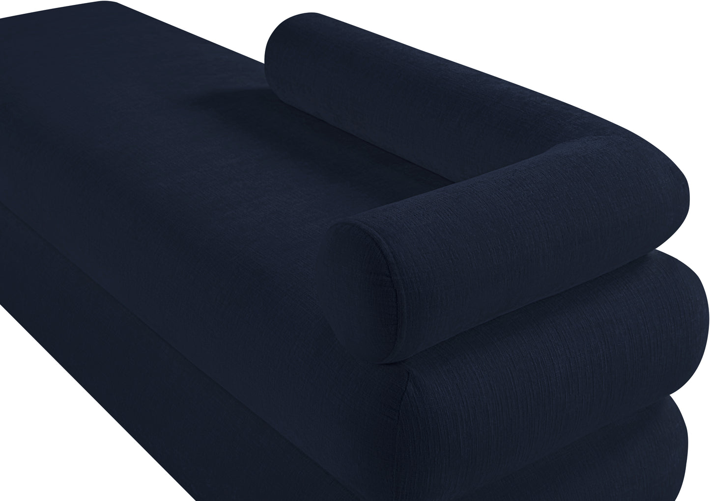 arlo navy chenille fabric bench