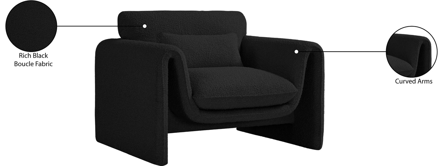 kira black boucle fabric chair c