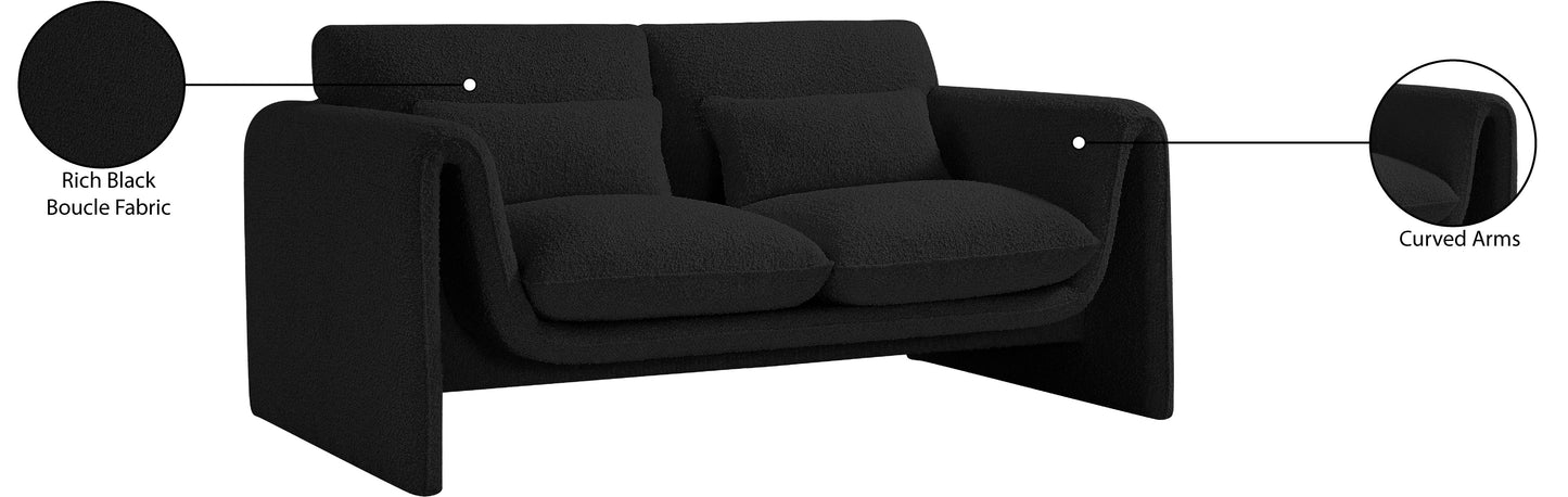 kira black boucle fabric loveseat l