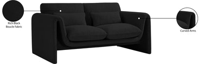 Kira Black Boucle Fabric Loveseat L