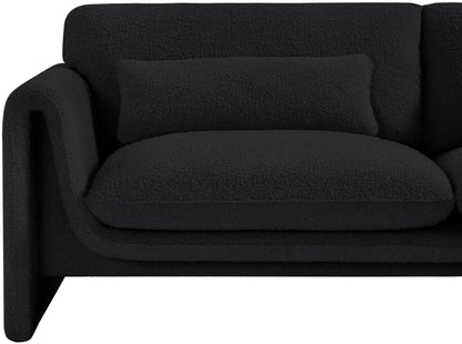 Kira Black Boucle Fabric Loveseat L