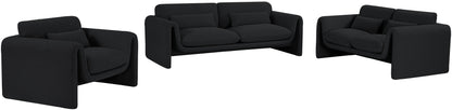 Kira Black Boucle Fabric Loveseat L