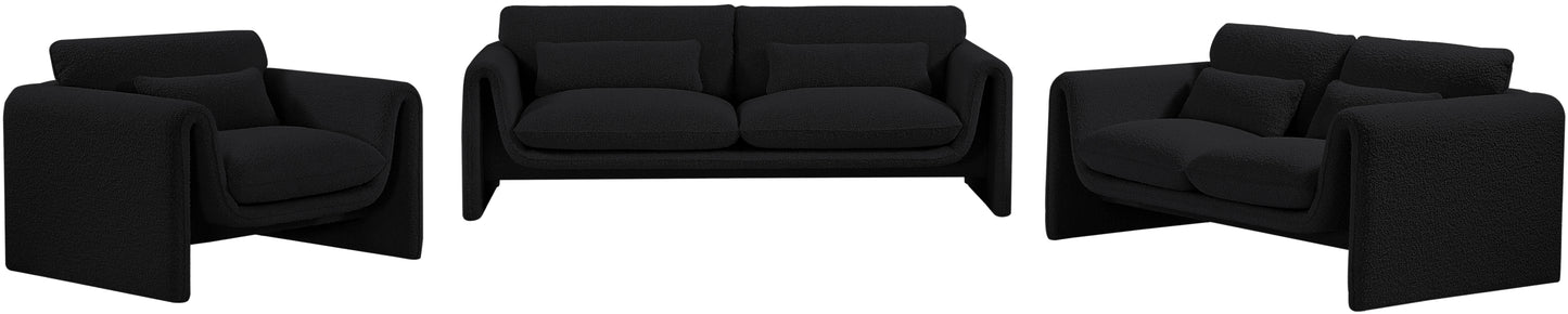 kira black boucle fabric loveseat l