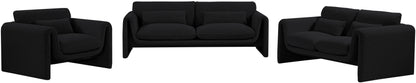 Kira Black Boucle Fabric Loveseat L