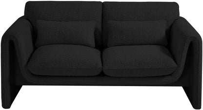 Kira Black Boucle Fabric Loveseat L