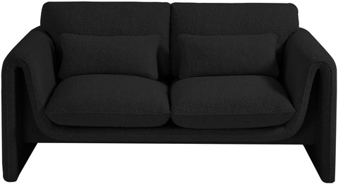 Kira Black Boucle Fabric Loveseat L