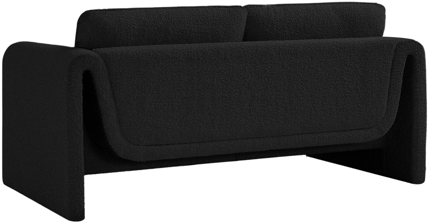 kira black boucle fabric loveseat l