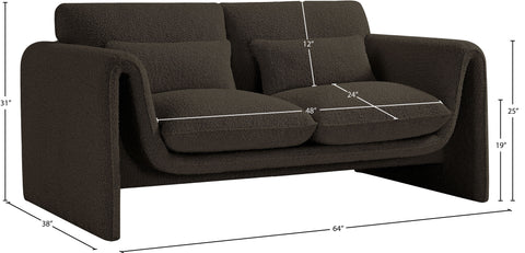 Kira Brown Boucle Fabric Loveseat L
