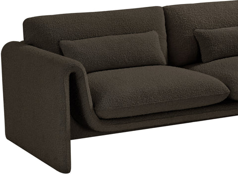 Kira Brown Boucle Fabric Loveseat L