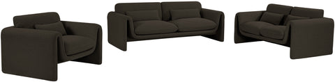 Kira Brown Boucle Fabric Loveseat L