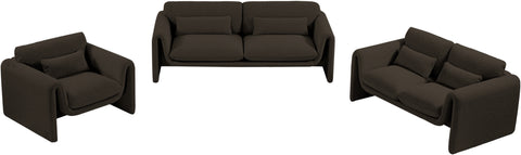 Kira Brown Boucle Fabric Loveseat L