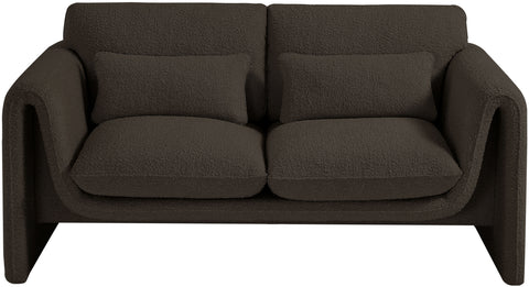 Kira Brown Boucle Fabric Loveseat L