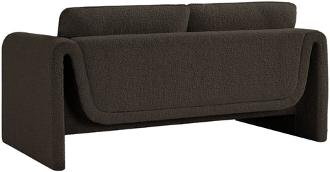 Kira Brown Boucle Fabric Loveseat L