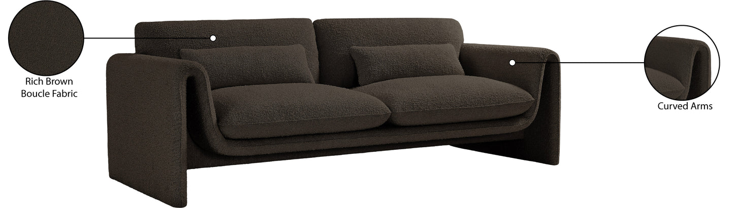 kira brown boucle fabric sofa s