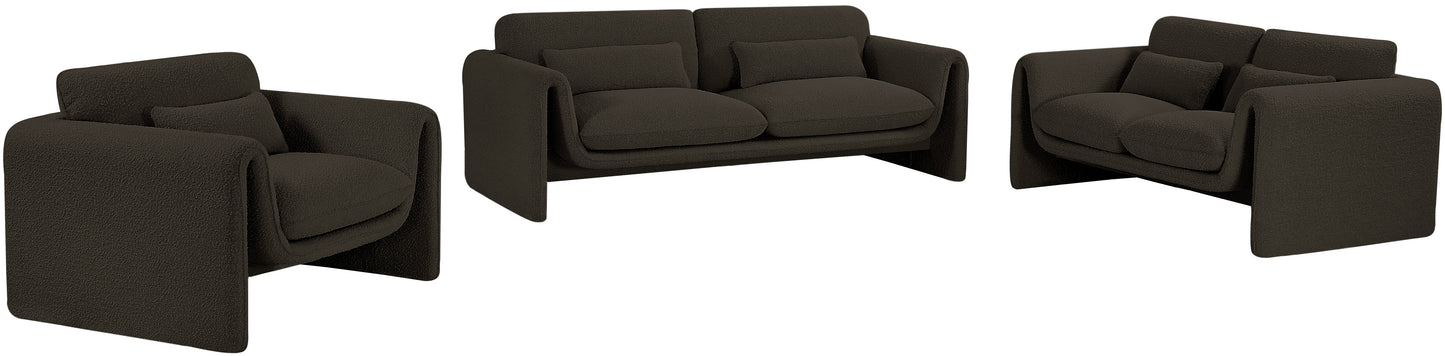 kira brown boucle fabric sofa s